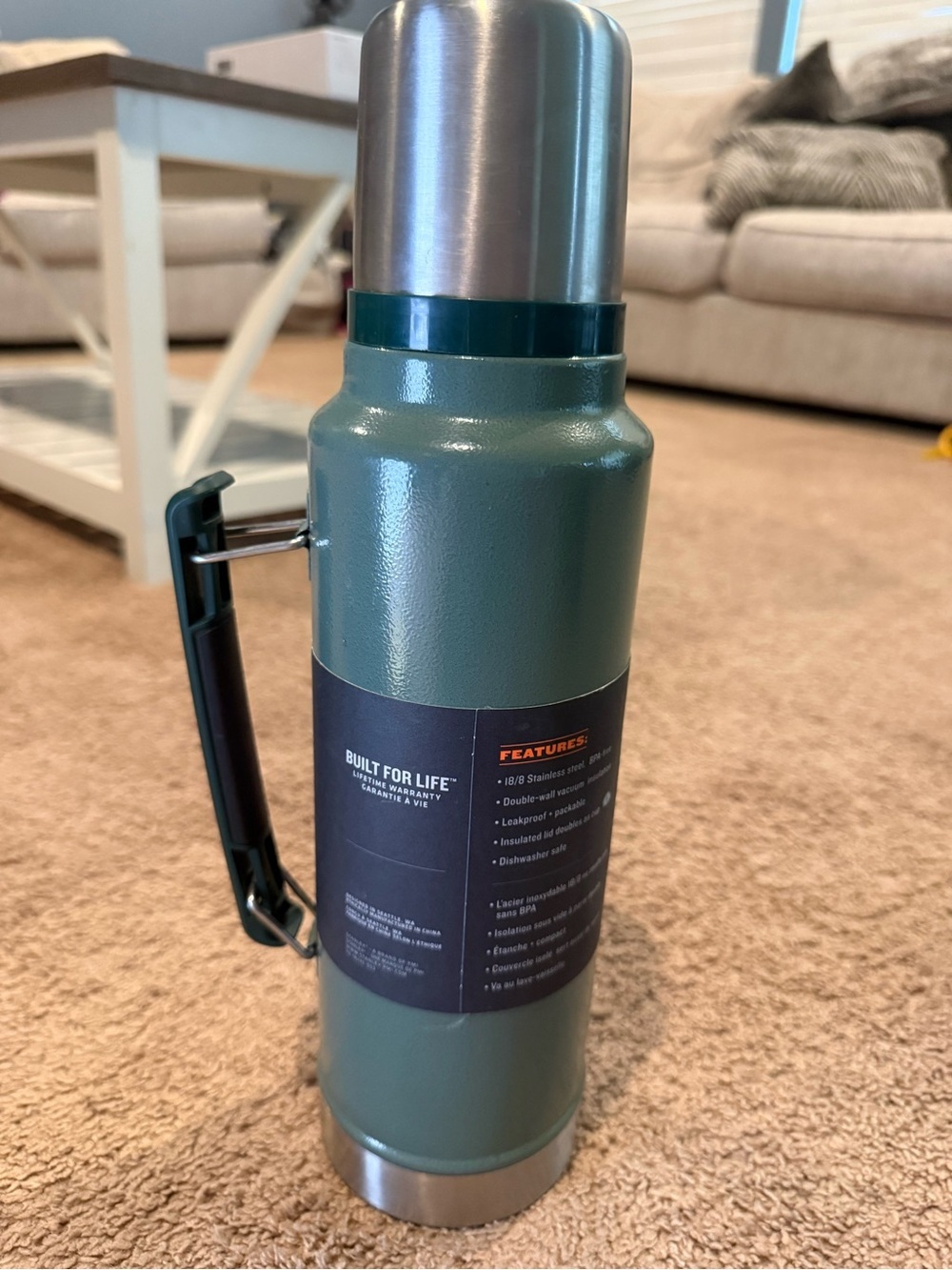 Heritage Classic Vacuum Bottle Thermos 1.1 qt 1L Stainless Steel - Picture 3 of 4